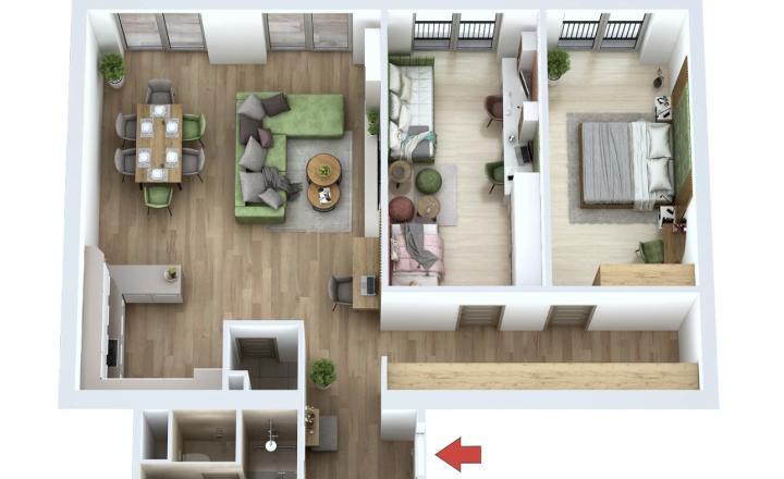 Iba u nás Vám Reality KOMPLEX s.r.o., ponúka na prenájom priestranný, nadštandardne zariadený trojizbový byt v obytnom komplexe SOHO PARK , ktorý sa nachádza na okraji mesta Komárno. - fotografia 1