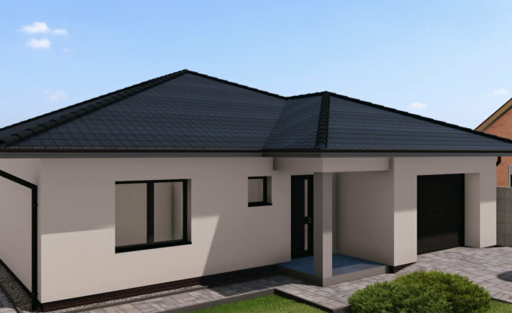 Reality KOMPLEX s.r.o Vám ponúká, projekt dvoch moderných rodinných domov typu bungalov v obci Marcelová. - fotografia 1
