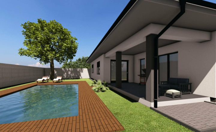 Reality KOMPLEX s.r.o Vám ponúká, projekt dvoch moderných rodinných domov typu bungalov v obci Marcelová. - fotografia 9